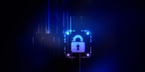 2d illustration Safety concept: Closed Padlock on digital background