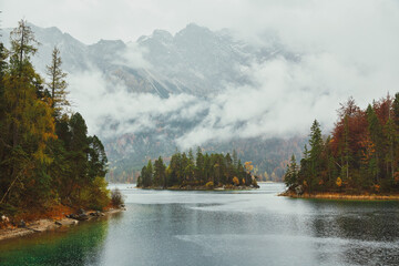 lake in the mountains, autumn, fall, bavaria, germany, austria, canada, eibsee