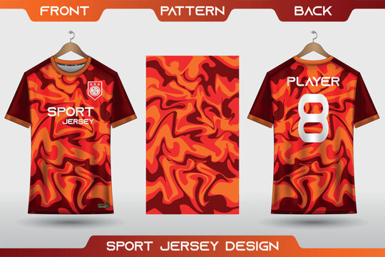 Sports jersey design. t-shirt soccer jersey for football, racing, gaming, cycling. fabric with front view and back view