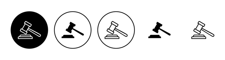 Gavel icon set. judge gavel icon vector. law icon vector. auction hammer