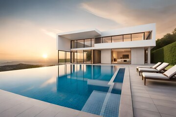 luxury house with swimming pool  generated by AI