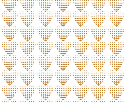 Abstract seamless pattern with golden hearts gradient halftone.