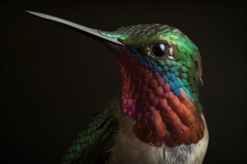 Close-up of a beautiful hummingbird (archilochus colubris). Generative AI