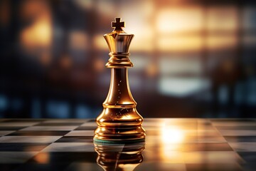 Gold queen is the leader of the chess in the game on board. Business concept. Strategy, Success, management, business planning, disruption and leadership concept , Generative Ai