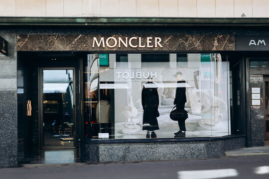 Lucerne, Switzerland - August 10, 2023: Facade of Moncler boutique in downtown Lucerne, Switzerland