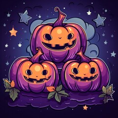 cute halloween pumpkin illustration,halloween pumpkin. Generative Ai.