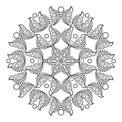 Foto op Plexiglas Easy mandala,  Hindi Ornamental luxury mandalas pattern, coloring page on white background © Supapeach
