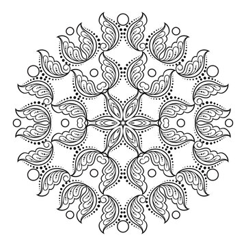Easy mandala,  Hindi Ornamental luxury mandalas pattern, coloring page on white background
