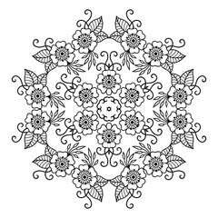 Easy mandala,  Hindi Ornamental luxury mandalas pattern, coloring page on white background