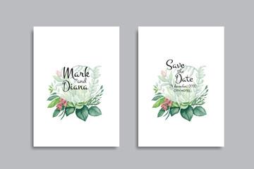Fototapeta na wymiar vector floral wedding invitation card design. watercolor flower art wedding invitation template.