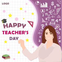 happy teachers day template cartoon for social media