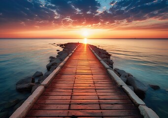 Obraz premium Coastal Connection Beyond. Poster. Generativ Ai.