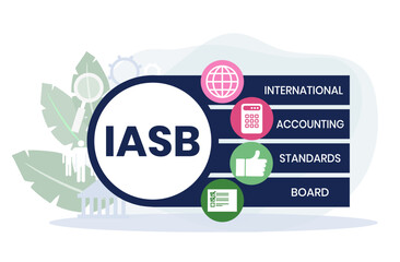 IASB - International Accounting Standards Board acronym business concept. vector illustration concept with keywords and icons. lettering illustration with icons for web banner, flyer, landing page - obrazy, fototapety, plakaty