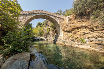 Fototapeta na wymiar Bridge of The Mıhlı Waterfall, Ayvacik, Canakkale