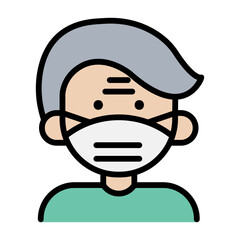 Elderly Man in face mask icon