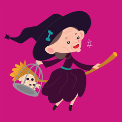 cute kawaii vector sticker wicth dark