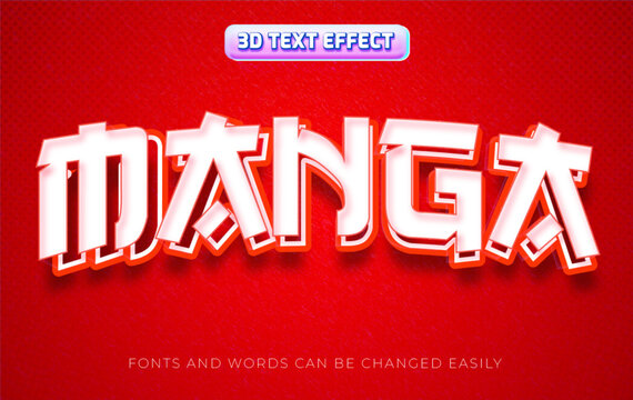 Manga japanese 3d text effect style