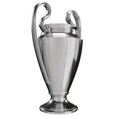 Champions Cup trophy League side view isolated on white background 3d illustration 4k © Andrea Rosati