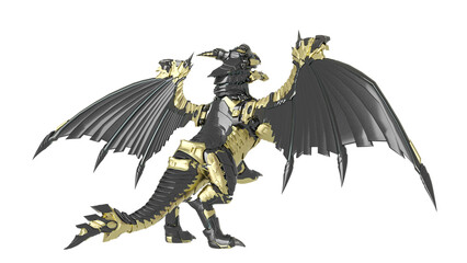 mech dragon in action rear view