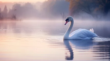 Fotobehang swan on the lake © Nica