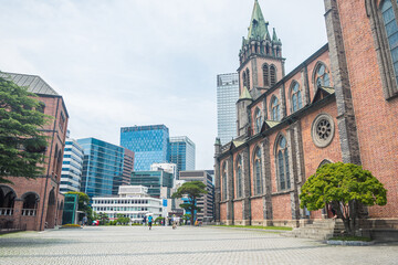 Naklejka premium street view of seoul city, south korea