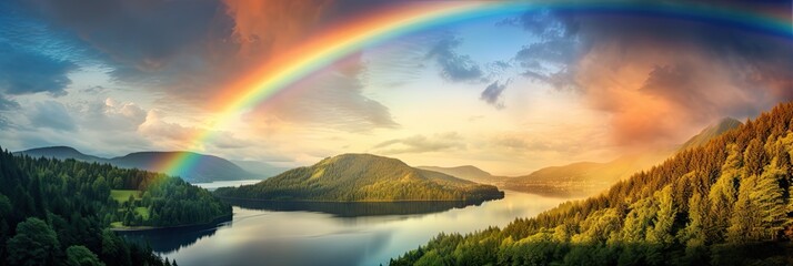 Rainbow in the sky after a long rainstorm