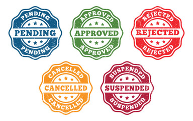 Approved Rejected Pending Stamp in Rubber Style Vector