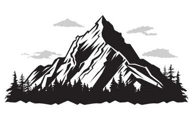 Fototapeta premium Vintage Monochrome Mountains set Flat Vector illustration