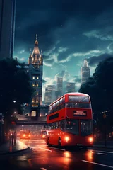 Foto op Canvas city bus at night © Unseen
