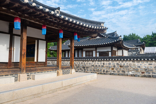 building of namsangol hanok village, soutk korea