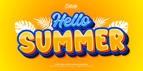 Summer theme text effect vector editable