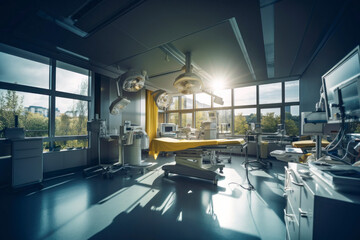 Obraz premium Photo of a hospital room with a bed and medical equipment