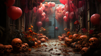 Art deco Halloween display - home Halloween decorations  - Powered by Adobe