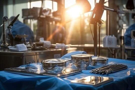 Photo Of A Table Filled With Shiny Silverware On A Vibrant Blue Tablecloth