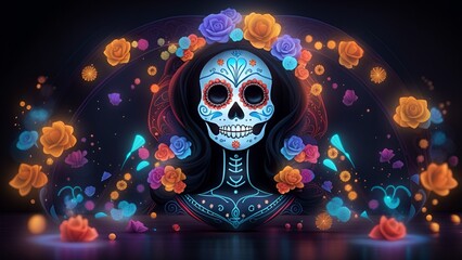 Day of the Dead, remembering the departed, charming festivity full of color background