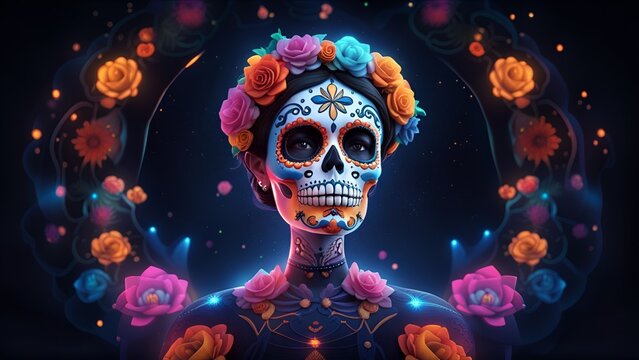 Day of the Dead, remembering the departed, charming festivity full of color background
