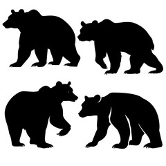 Bear vector silhouette group of set illustration