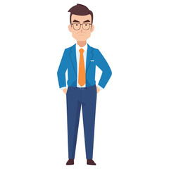 Business man vector art illustration, a business man standing