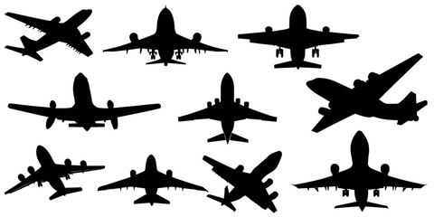 Air plane vector icon pack fill with black