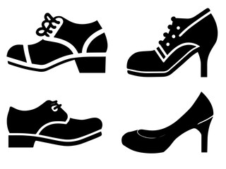 shoes vector silhouette black color, shoes vector illustration black