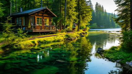 Fototapeta premium house on the lake