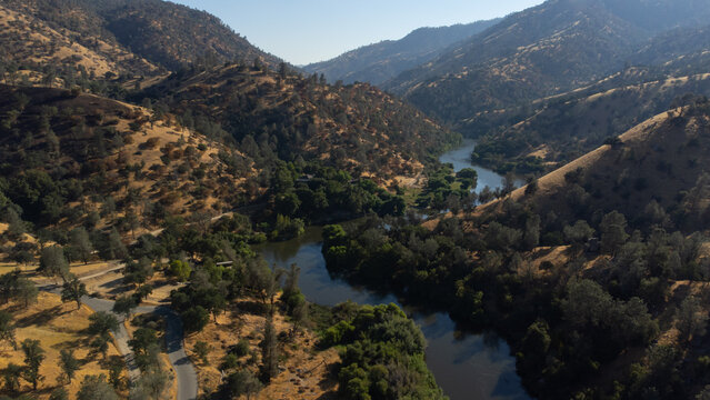 Aerial View of Kern River, Sequoia National Forest, Kern County, California