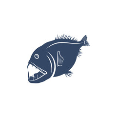 Deep sea fish vector illustration design. Deep Sea fish logo design Template.