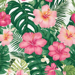 Seamless background with flowers. Generative AI.