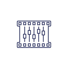 video editing line icon with film strip