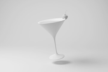 Glass of cocktail garnished with a fresh cherry. Illustration of the concept of gathering, pubs and bars