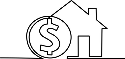 Renting or buying house real estate process contract, money, home.