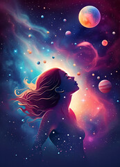 Woman and cosmos