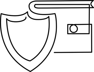 Money protection shield with wallet. Money protection concept