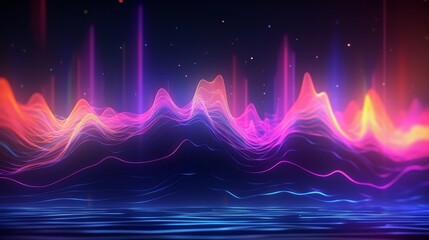 Futuristic Neon Background with Tech Waves. AI generated